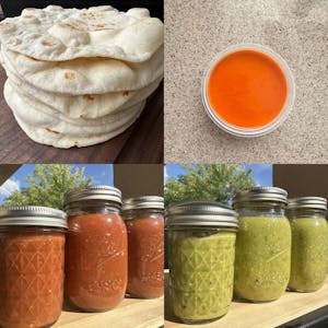 Smoked Tortillas, Red Salsa and Red Chile.